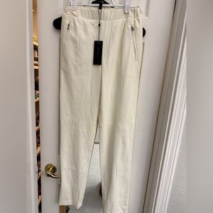 BCBGMaxAzria Cream Faux Leather Stretch Dress Pants NWT‎ @¥£€